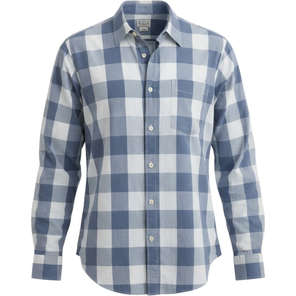 J.Crew Button Down Shirt Mens Large Blue White Check Buffalo Plaid